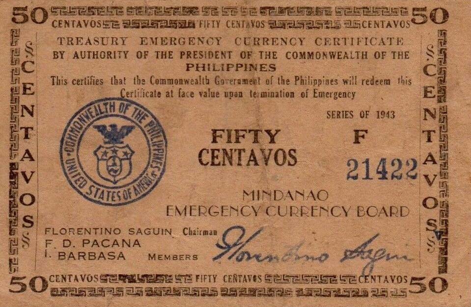 Front of Philippines pS484: 50 Centavos from 1943