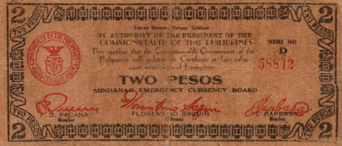 Front of Philippines pS486c: 2 Pesos from 1943
