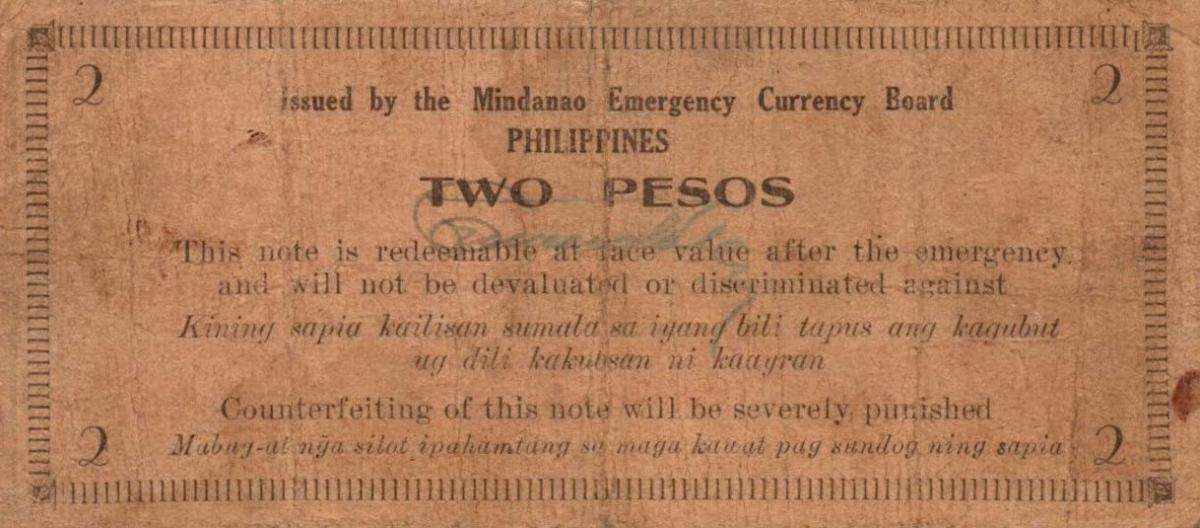 Back of Philippines pS486e: 2 Pesos from 1943