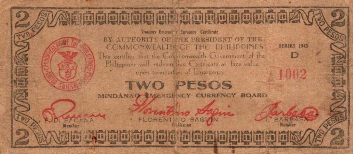 Front of Philippines pS486e: 2 Pesos from 1943