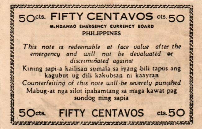 Back of Philippines pS514b: 50 Centavos from 1944