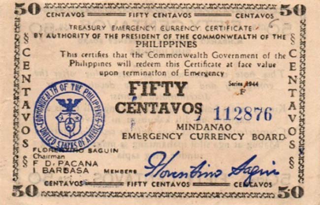 Front of Philippines pS514b: 50 Centavos from 1944
