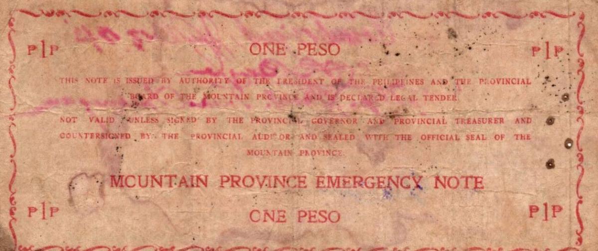 Back of Philippines pS601: 1 Peso from 1942