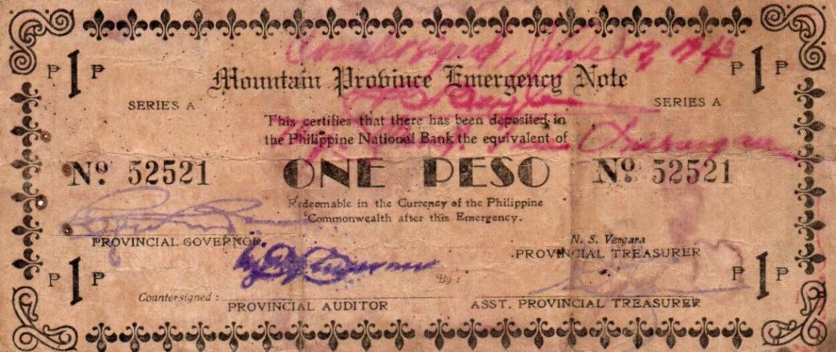 Front of Philippines pS601: 1 Peso from 1942