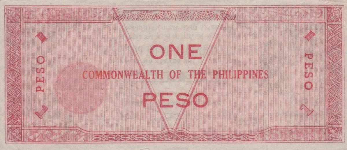 Back of Philippines pS646b: 1 Peso from 1942