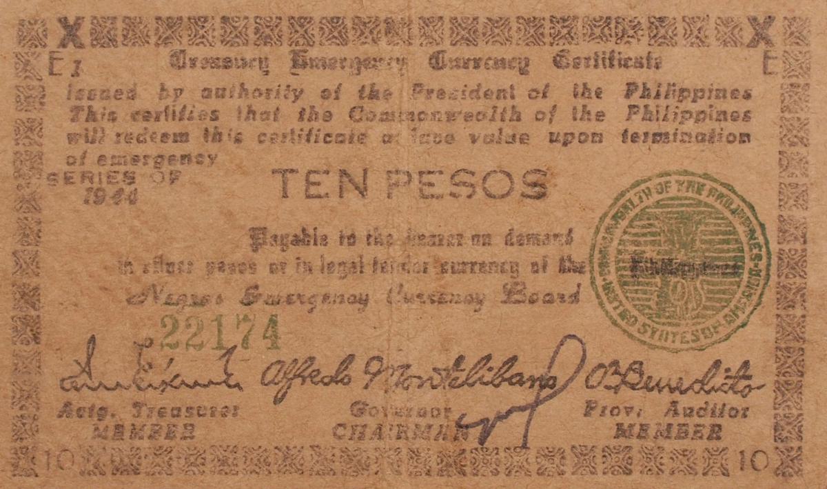 Front of Philippines pS676a: 10 Pesos from 1944