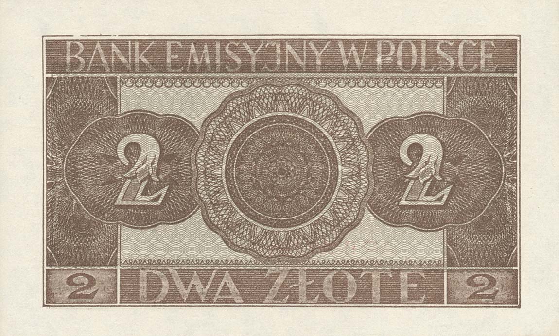 Back of Poland p100: 2 Zlotych from 1941