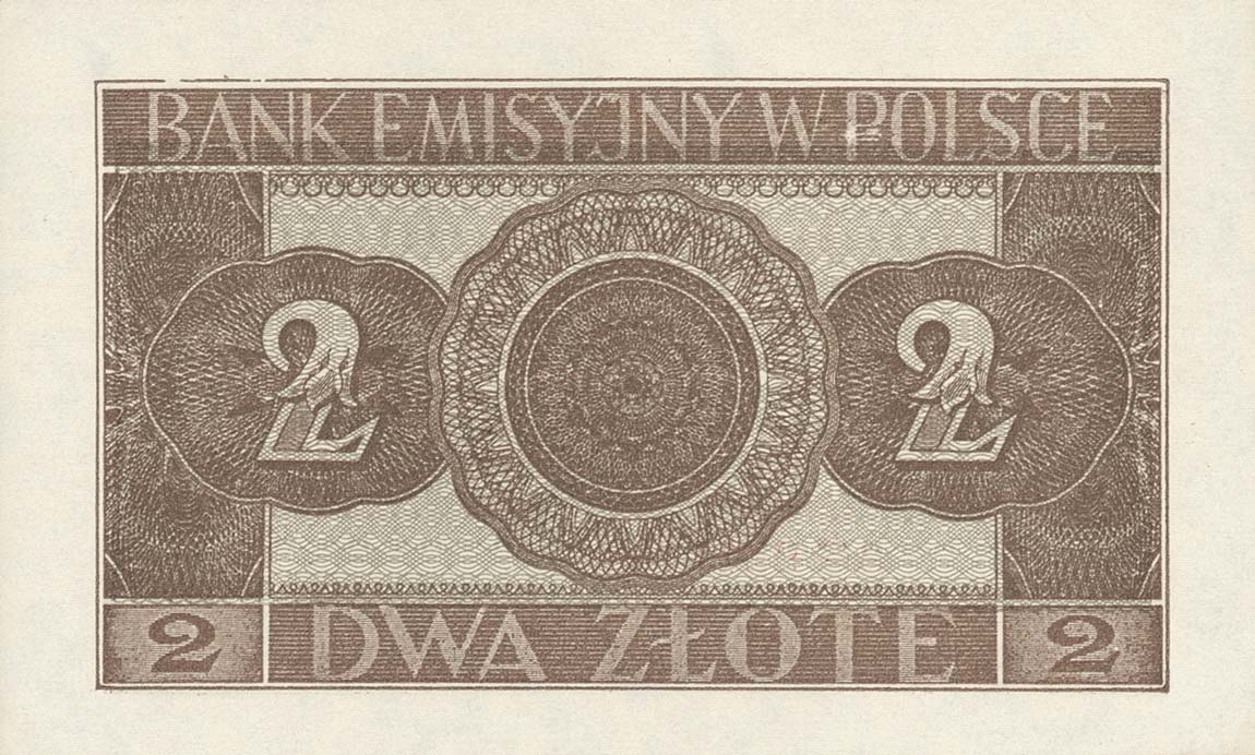Back of Poland p100: 2 Zlotych from 1941