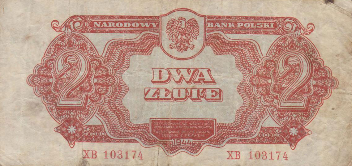 Front of Poland p106: 2 Zlotych from 1944