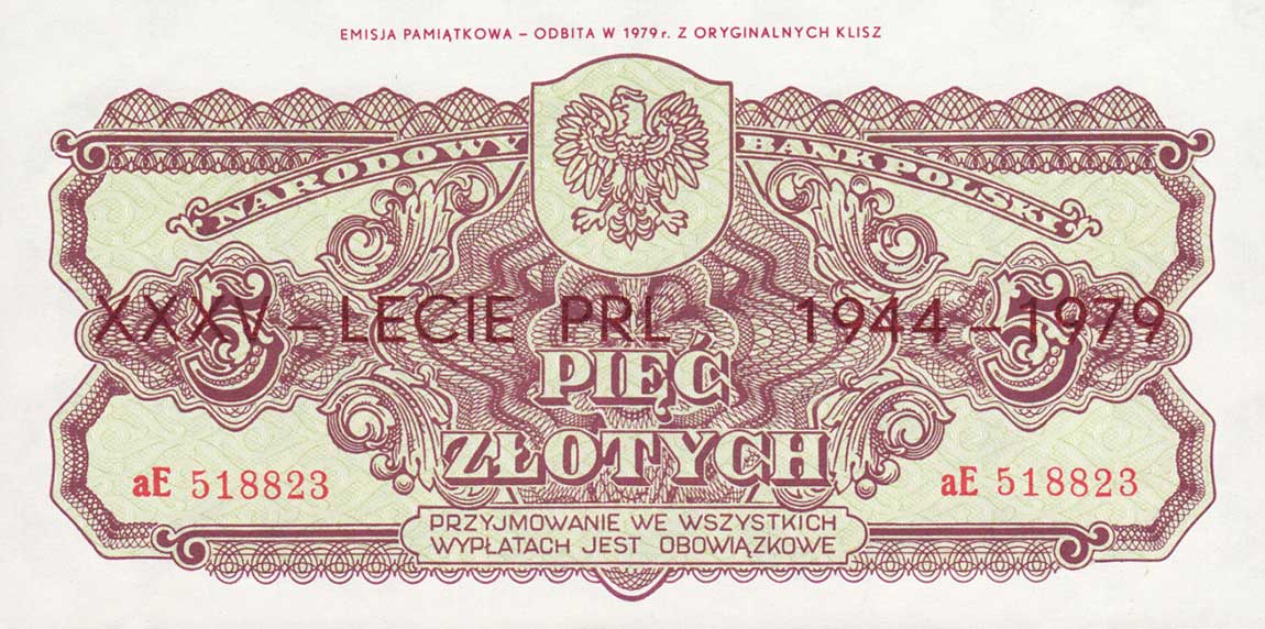 Front of Poland p109b: 5 Zlotych from 1974