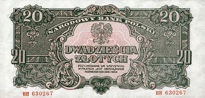 Front of Poland p113a: 20 Zlotych from 1944