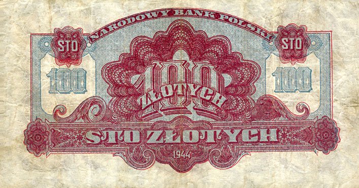 Back of Poland p116: 100 Zlotych from 1944
