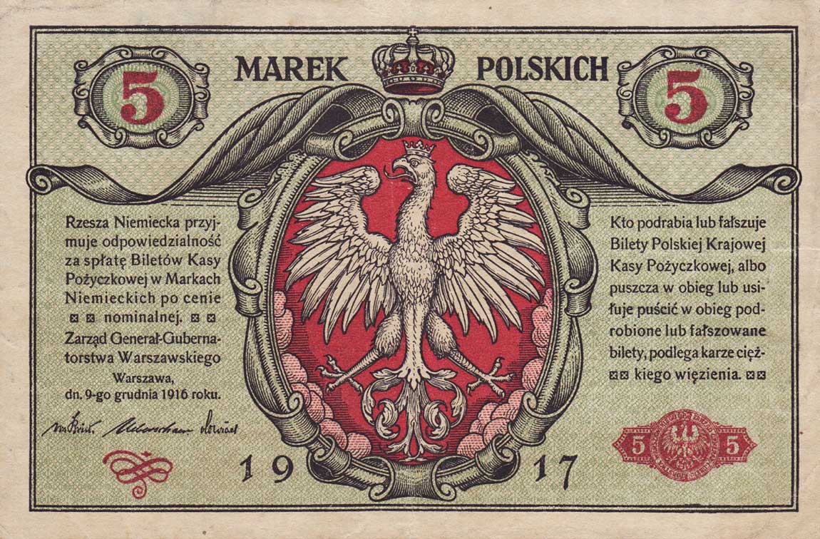 RealBanknotes.com > Poland p11: 5 Marek from 1917