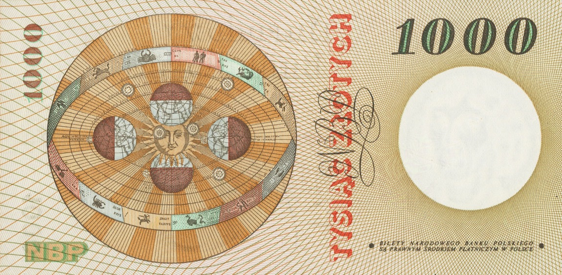 Back of Poland p141s2: 1000 Zlotych from 1965