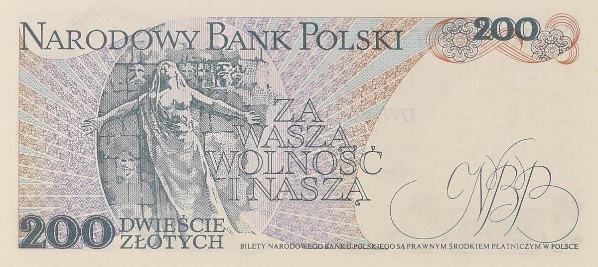 Back of Poland p144a: 200 Zlotych from 1976