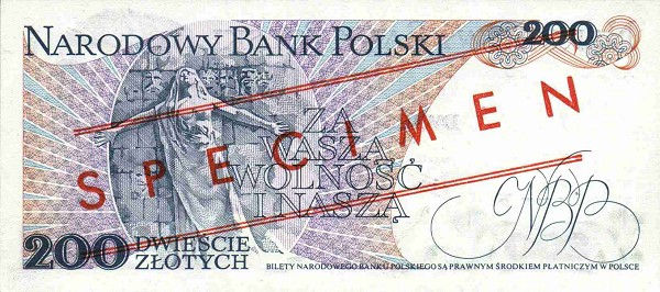 Back of Poland p144s1: 200 Zlotych from 1976