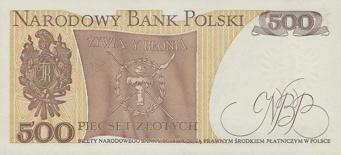 Back of Poland p145d: 500 Zlotych from 1982