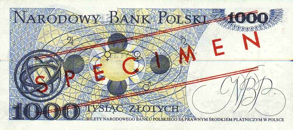 Back of Poland p146s2: 1000 Zlotych from 1979