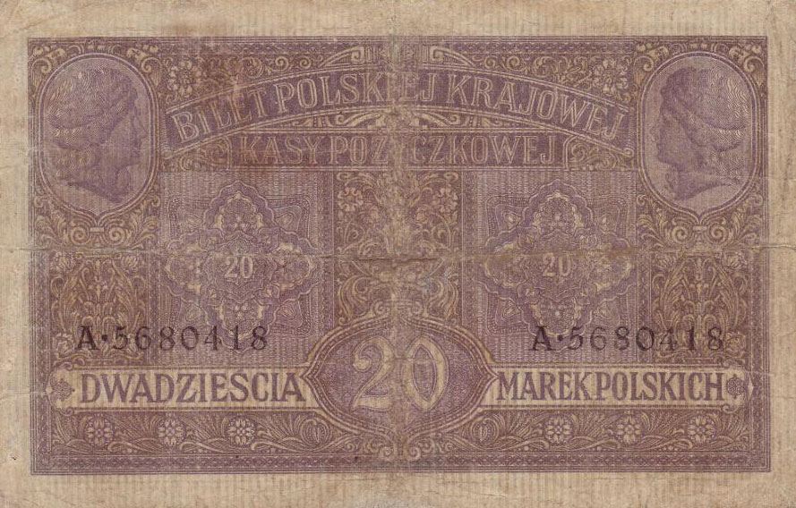 Back of Poland p14: 20 Marek from 1917
