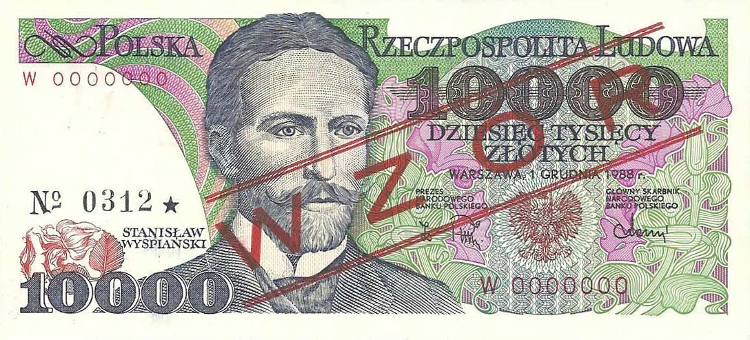 Front of Poland p151s: 10000 Zlotych from 1987