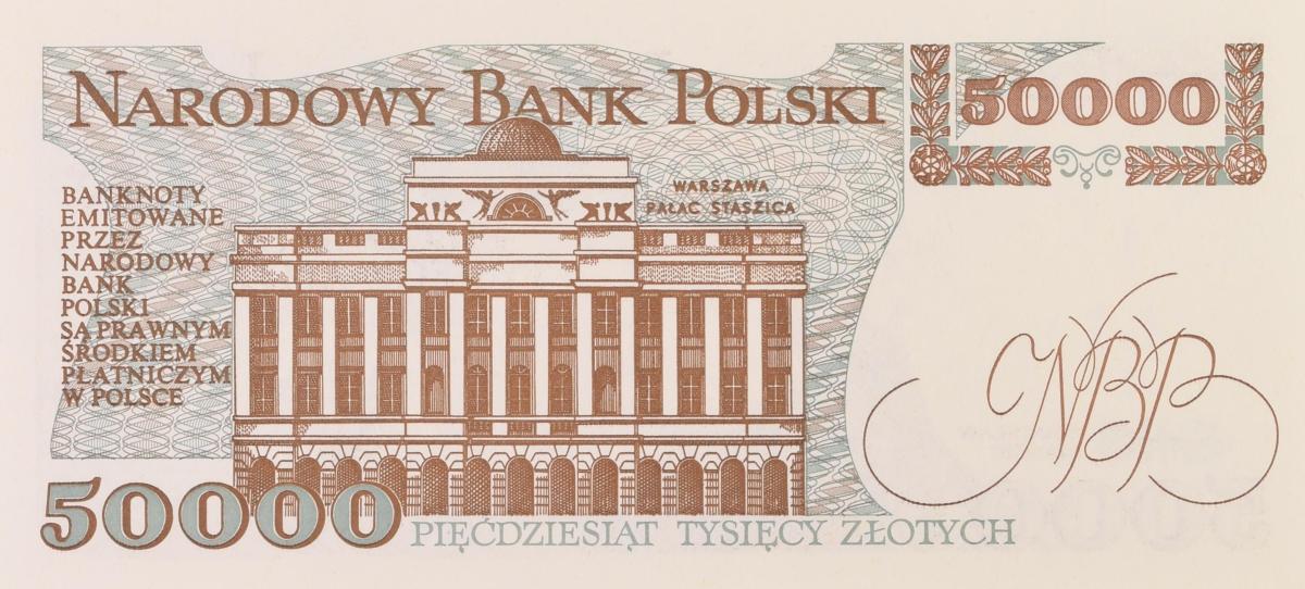 Back of Poland p153a: 50000 Zlotych from 1989