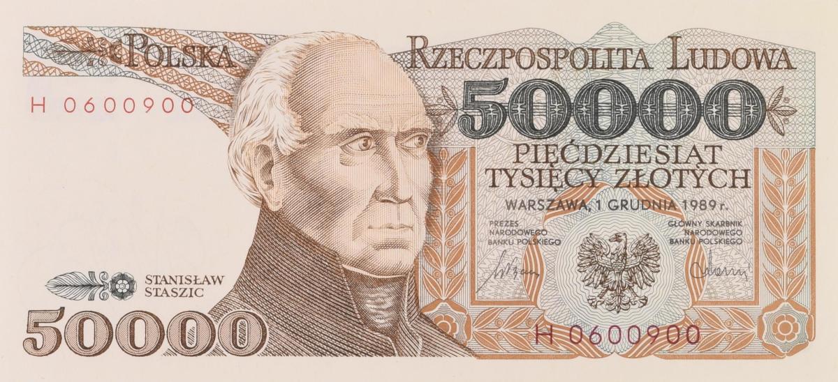 Front of Poland p153a: 50000 Zlotych from 1989