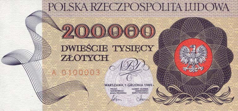Front of Poland p155a: 200000 Zlotych from 1989