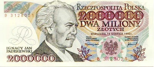 Front of Poland p158b: 2000000 Zlotych from 1992