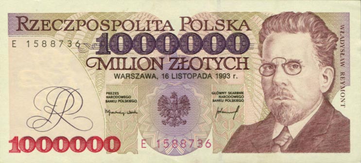 Front of Poland p162a: 1000000 Zlotych from 1993