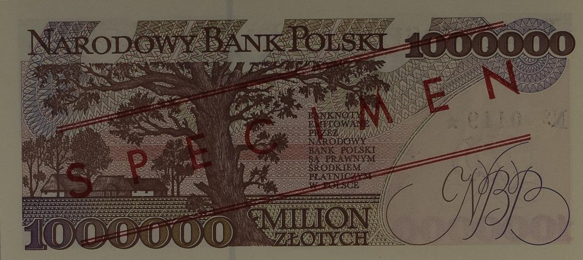 Back of Poland p162s: 1000000 Zlotych from 1993