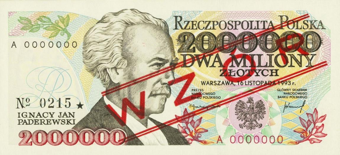 Front of Poland p163s: 2000000 Zlotych from 1993