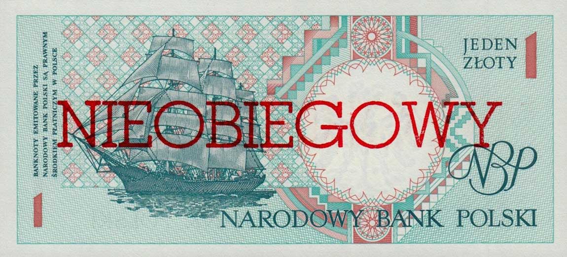 Back of Poland p164a: 1 Zloty from 1990