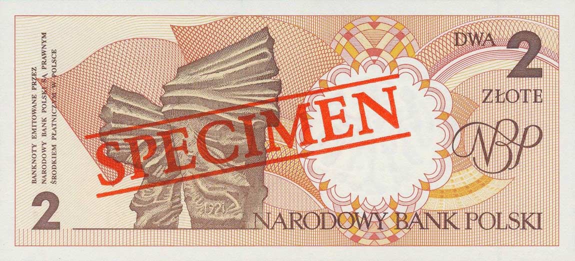 Back of Poland p165s: 2 Zlotych from 1990