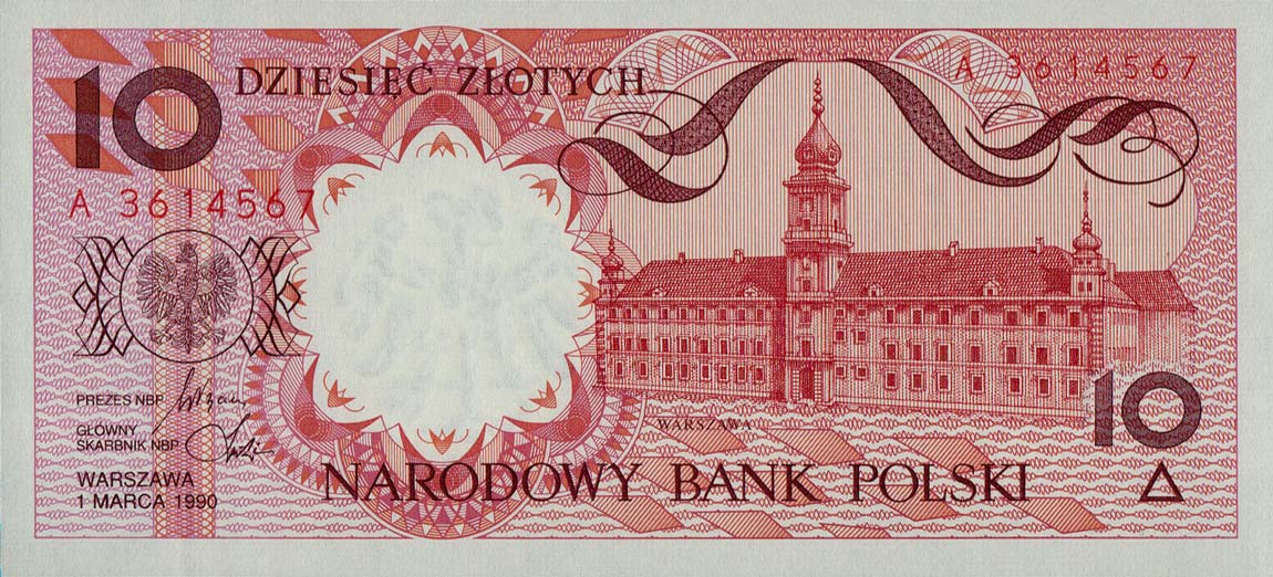 Front of Poland p167b: 10 Zlotych from 1990