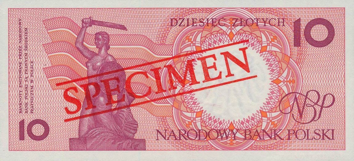 Back of Poland p167s: 10 Zlotych from 1990