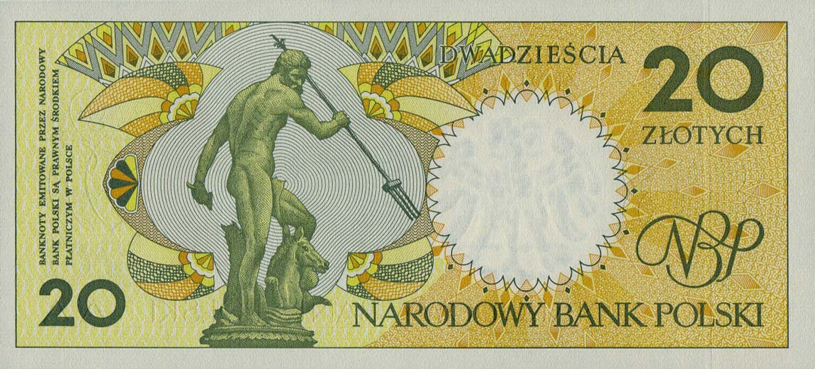 Back of Poland p168b: 20 Zlotych from 1990