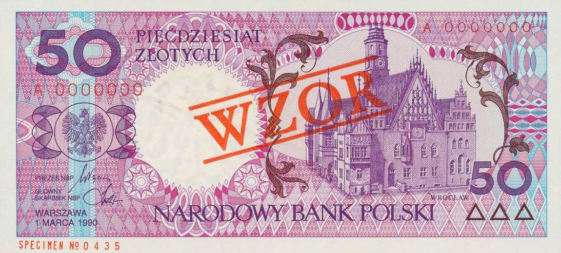 Front of Poland p169s: 50 Zlotych from 1990