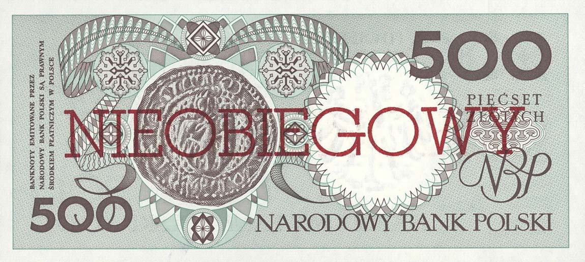 Back of Poland p172a: 500 Zlotych from 1990