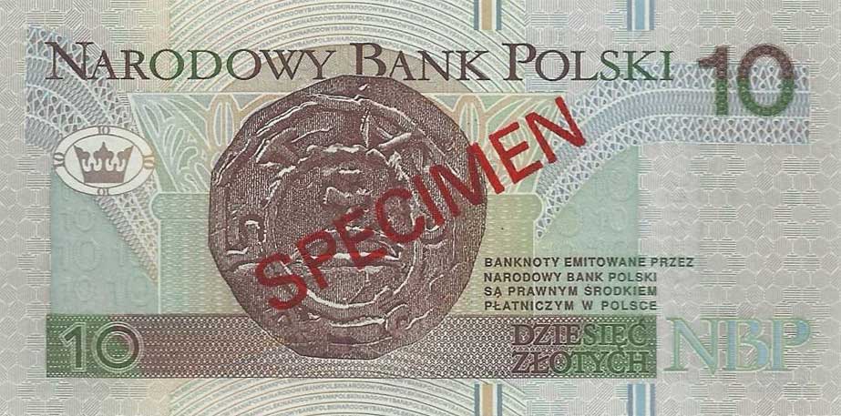 Back of Poland p173s: 10 Zlotych from 1994
