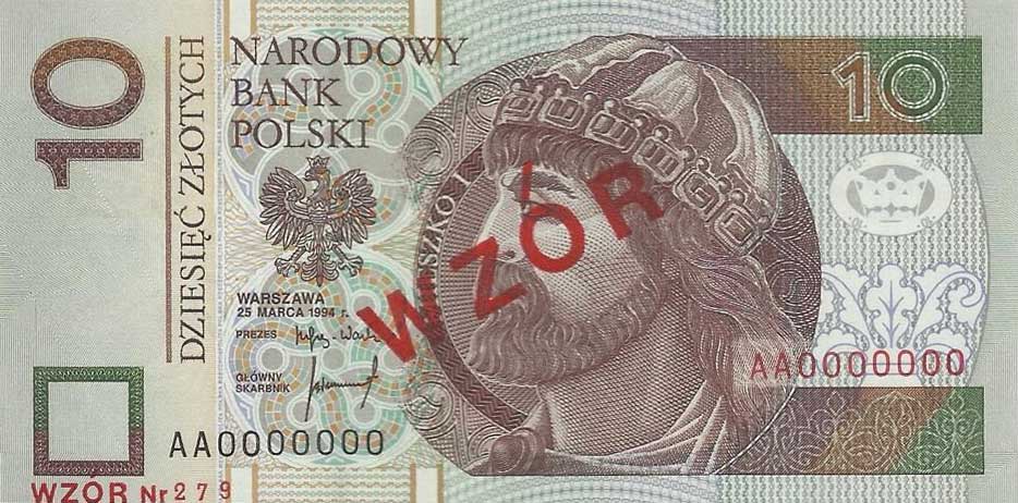 Front of Poland p173s: 10 Zlotych from 1994