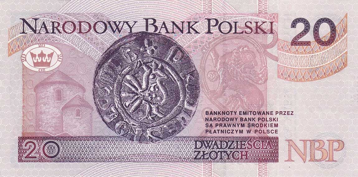 Back of Poland p174r: 20 Zlotych from 1994