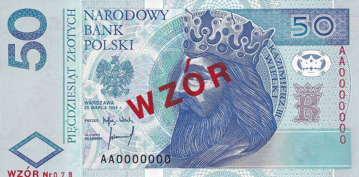 Front of Poland p175s: 50 Zlotych from 1994