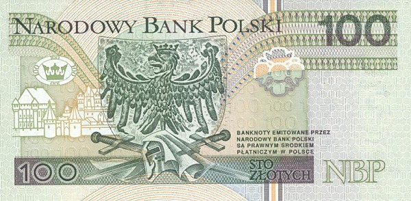 Back of Poland p176a: 100 Zlotych from 1994