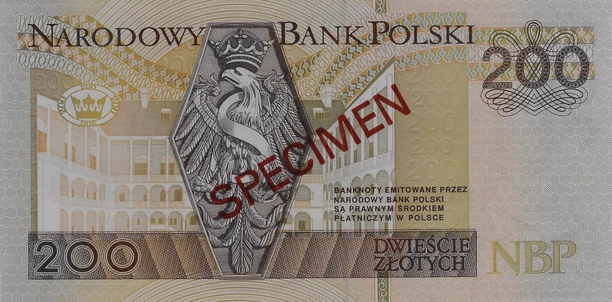 Back of Poland p177s: 200 Zlotych from 1994