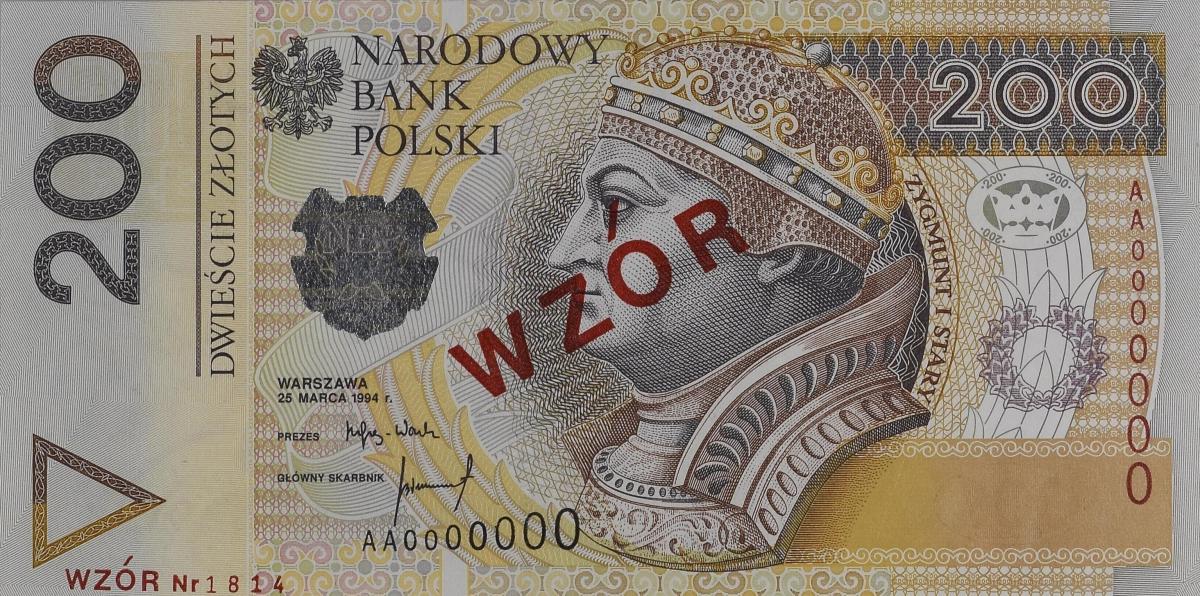 Front of Poland p177s: 200 Zlotych from 1994