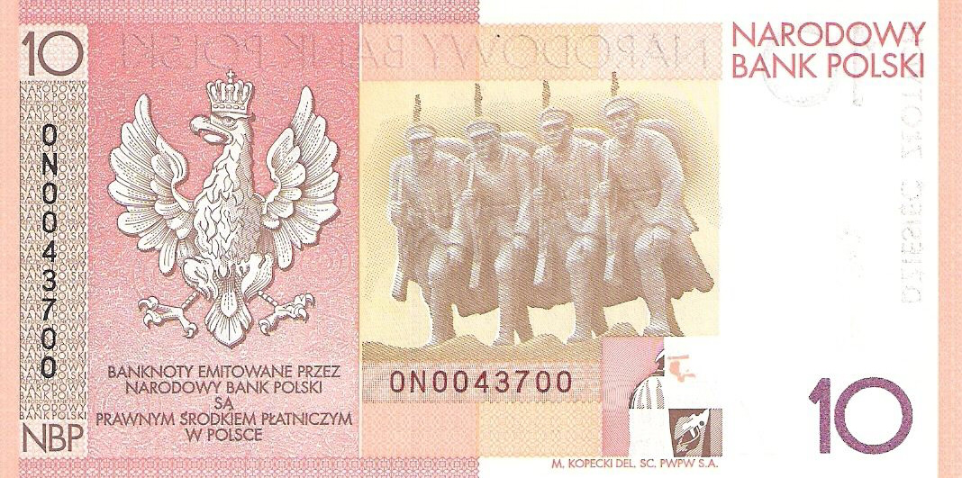 Back of Poland p179: 10 Zlotych from 2008