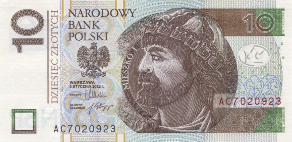 Front of Poland p183a: 10 Zlotych from 2012