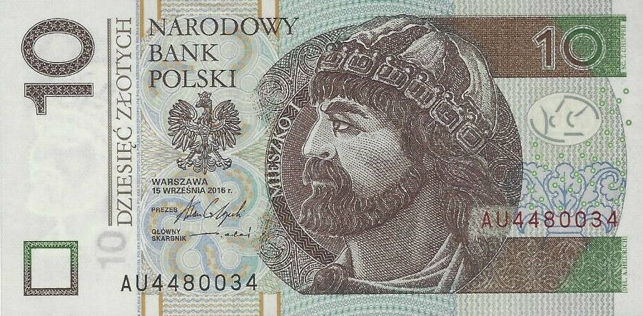 Front of Poland p183b: 10 Zlotych from 2016
