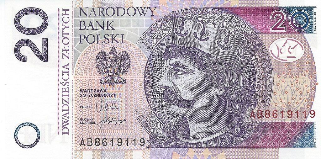 Front of Poland p184a: 20 Zlotych from 2012