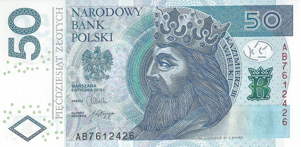 Front of Poland p185a: 50 Zlotych from 2012